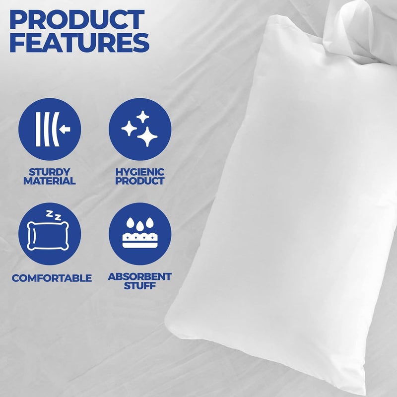 Medcore Disposable Pillowcases (Pack of 40) – White, 21" x 30" (Tissue/Poly) Single-Use Pillow Covers – Medical Paper Supplies -Protects Against Stains and Spills Ambulance Services. Use for Travel - Image 2